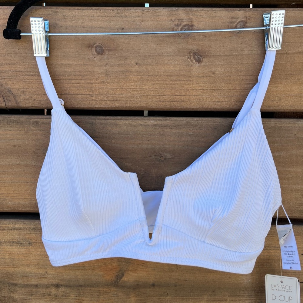 L*Space Ribbed White Bikini top.